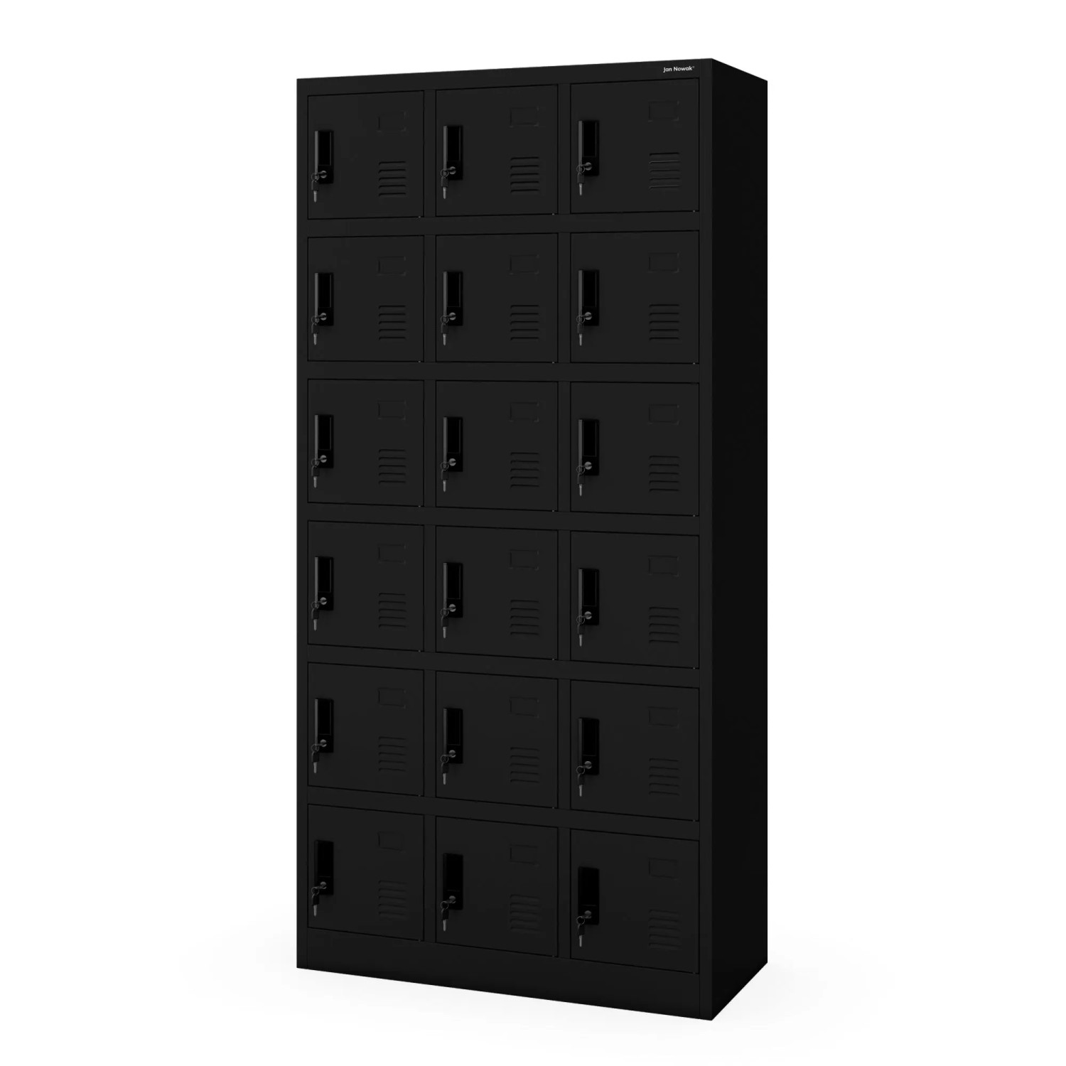 JAN NOWAK Spind Schließfachschrank mit 18 Fächern KAROL 185 x 90 x 40 cm Schwarz