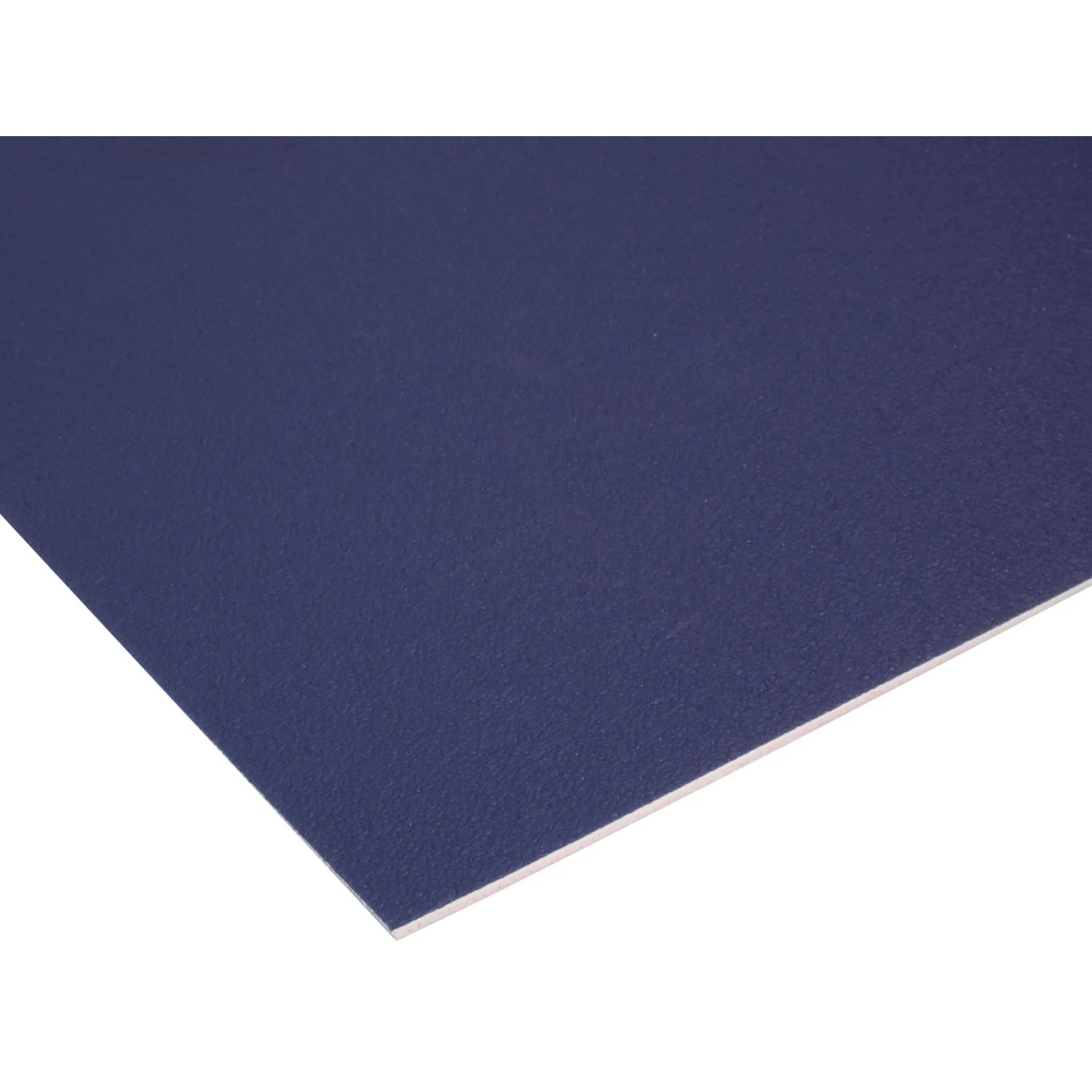 Blauer PVC-Bodenbelag Primaflor Expotop, strapazierfähig und schalldämmend.