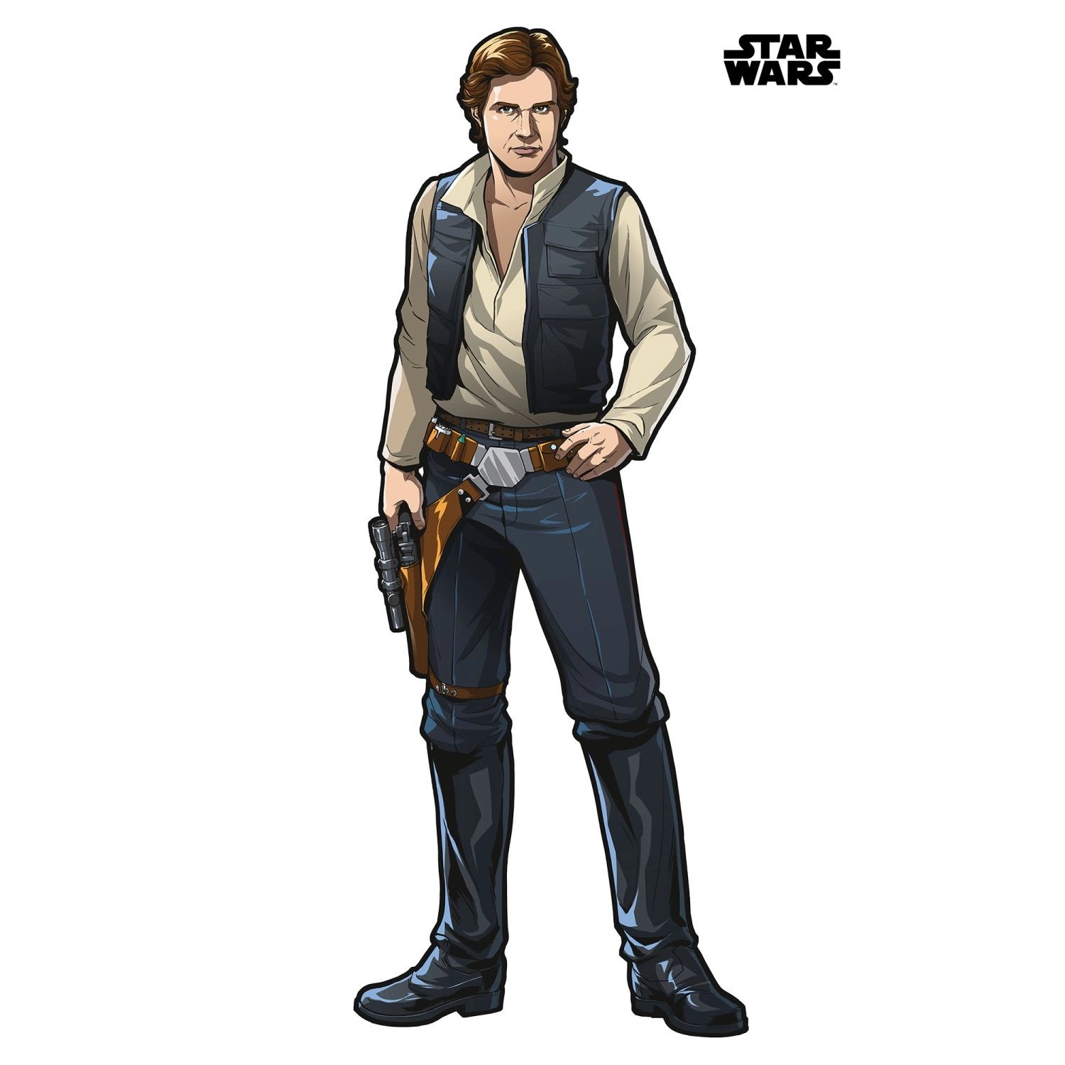 Disney Wandtattoo Star Wars Han Solo Xxl Grau Braun und Crême-Beige 127 x 196 cm 612424