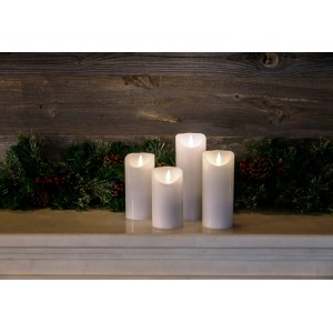 Konstsmide LED Echtwachskerzen, 4er Set, weiße Deko-Kerzen mit 3D-Flamme für stimmungsvolle Beleuchtung.