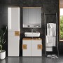 Vicco Badschrank Eden, weiß hochglanz/Artisan-Eiche, 40x184cm, mit Türen und Schublade.