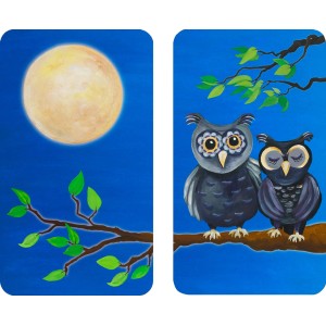 Wenko Herdabdeckplatten Eule, 2er Set aus Glas, mit Eulenmotiv, für alle Herdarten.