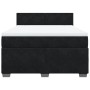 Schwarzes vidaXL Boxspringbett mit Matratze und weißem Topper, Samt, 140x190 cm.