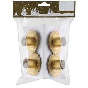 4 goldene Kerzenhalter aus Metall, Ø 6 cm, für Weihnachtsbaum-Deko.