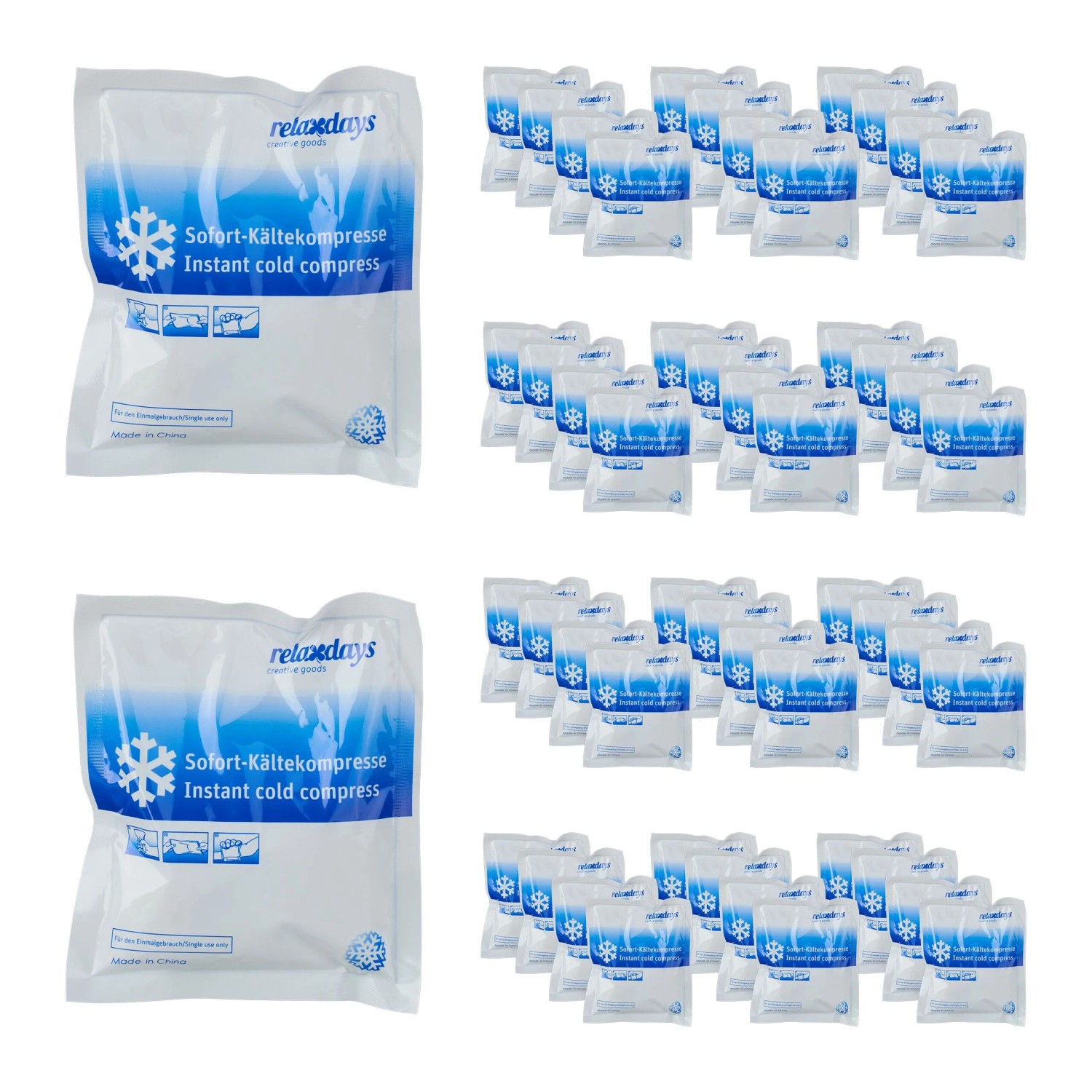 Relaxdays Kühlpack Kunststoff Weiß Blau Zum Knicken 50er Set 14,5 cm x 12,5 cm x 1,5 cm 100 g