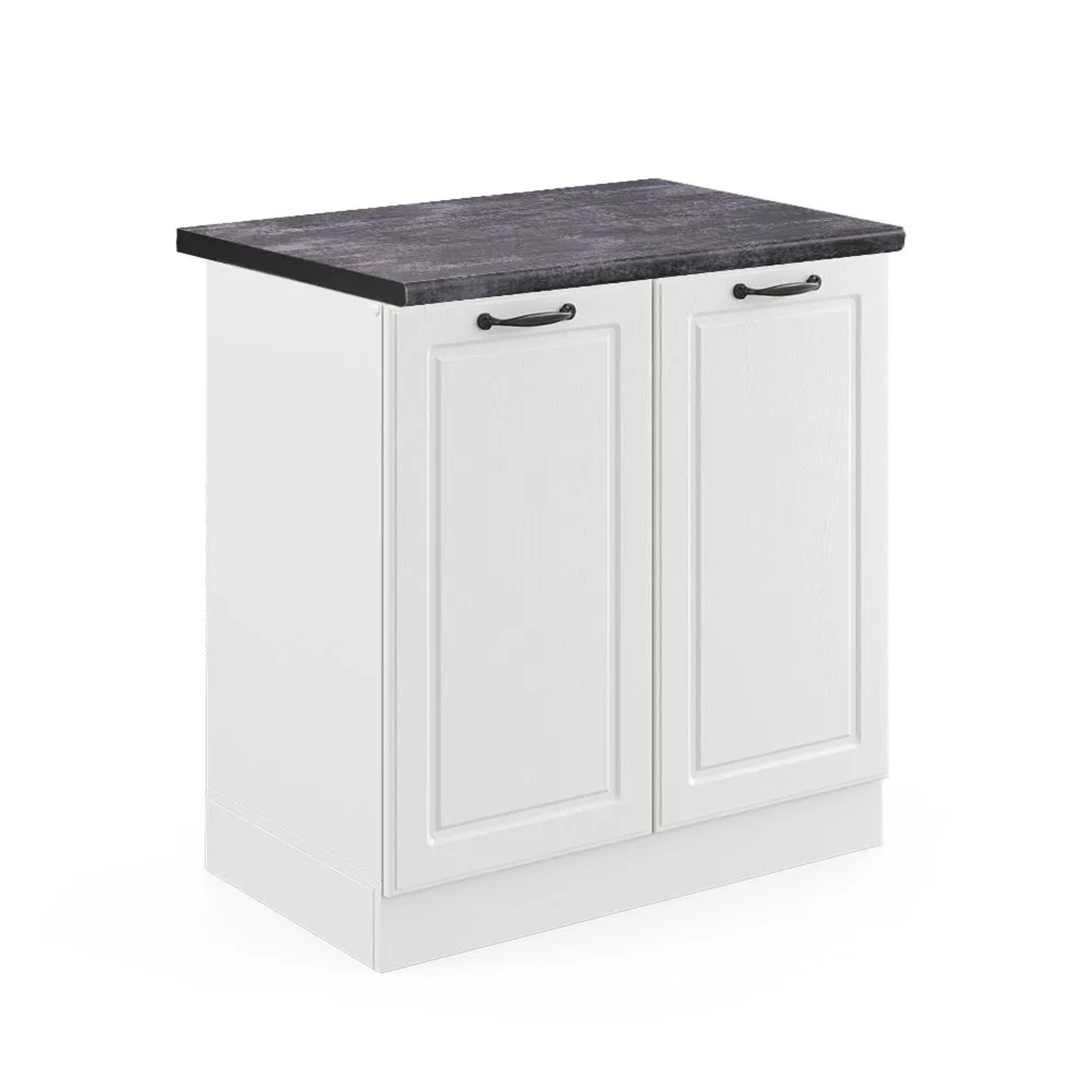 Vicco Spülenunterschrank R-Line Weiß Landhaus Weiß 80 cm AP Anthrazit
