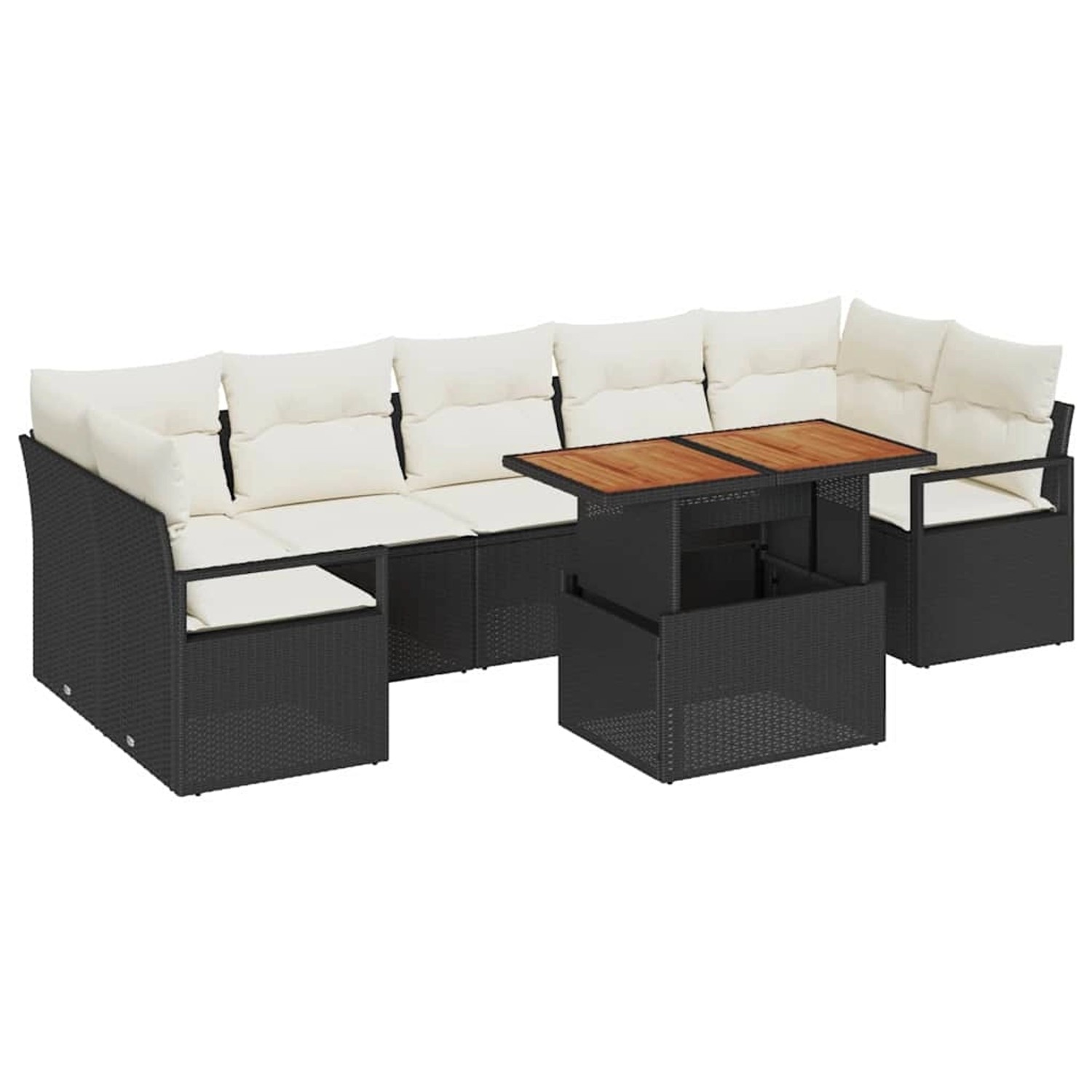 vidaXL Garten-Sofa-Set mit Speicher 8-Tlg Schwarz Poly Rattan 3358413 günstig online kaufen