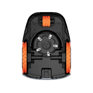 Unterseite des Segway Navimow i206E AWD Mähroboters mit Messer und Allradantrieb.