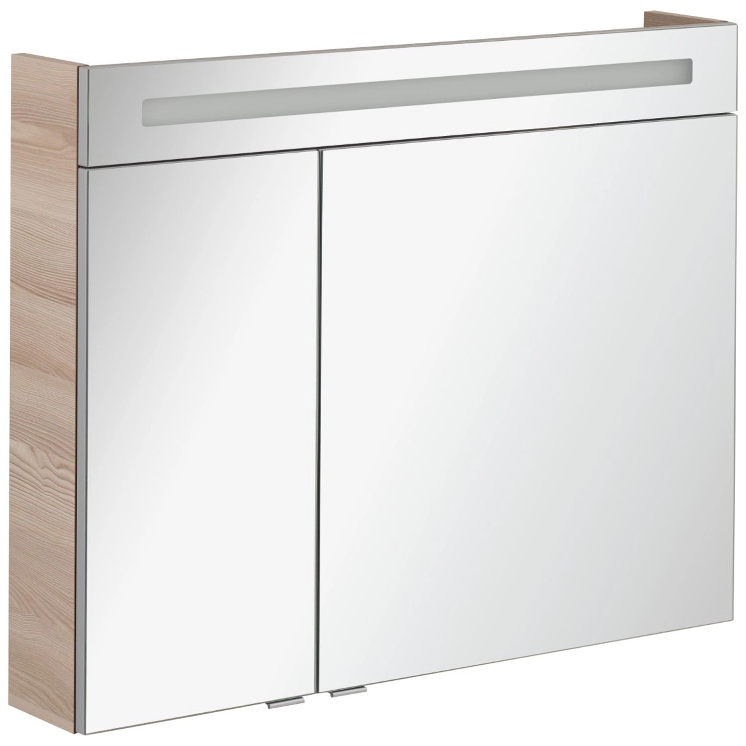 Fackelmann Spiegelschrank B.Clever Alaska Esche 90 cm mit Beleuchtung und Softclose-Türen.