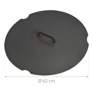 Schwarzer CookKing Deckel für Feuerschale, Ø 62 cm, aus robustem Stahl.