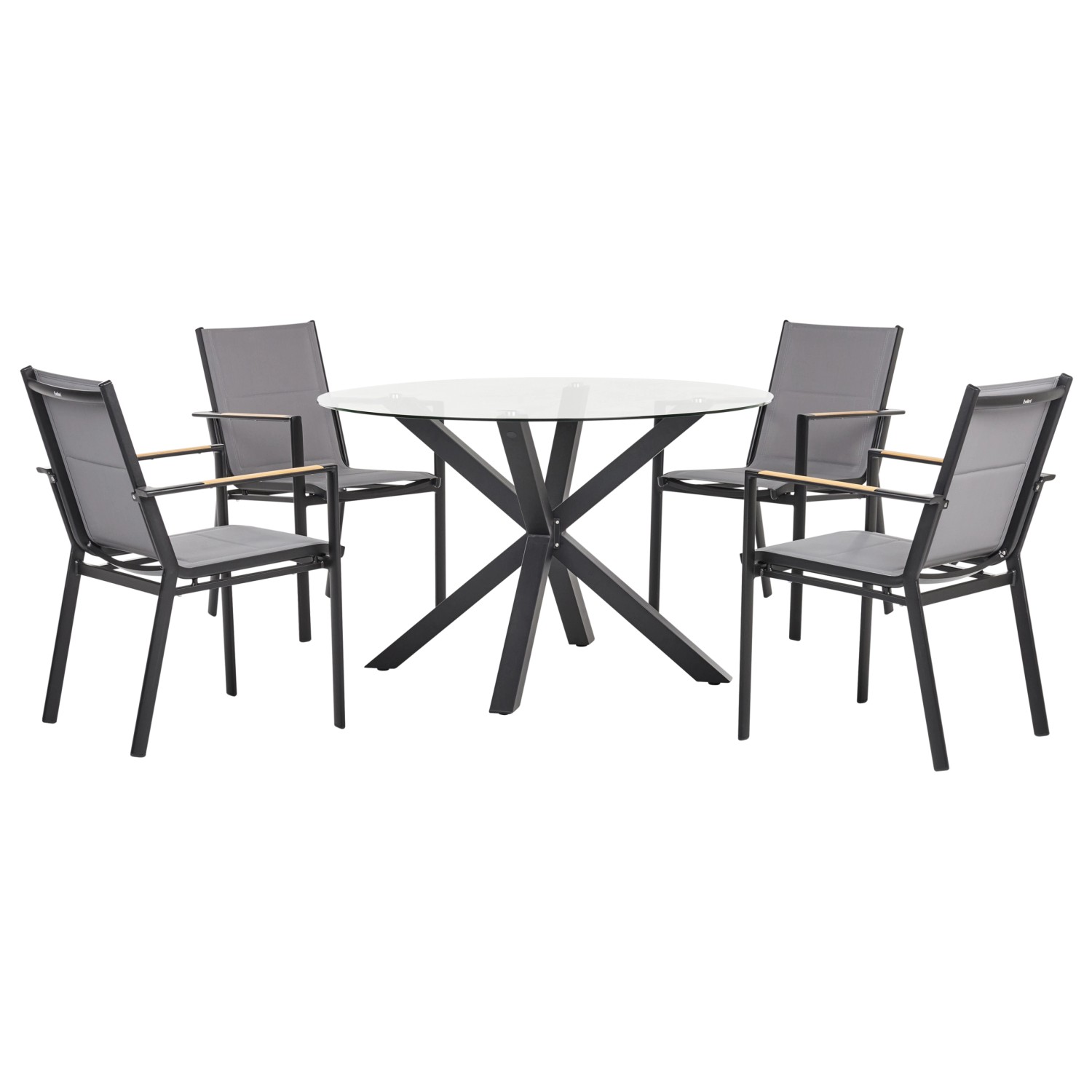 Beliani Gartentisch Set MALETTO/BUSSETO Schwarz Heller Holzfarbton Transpar günstig online kaufen