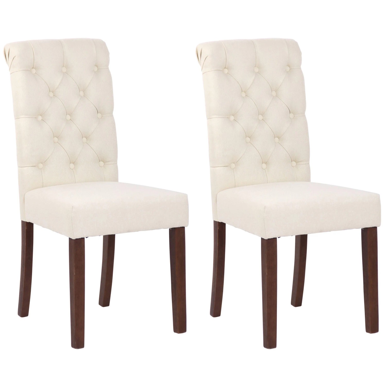 DELUKE 2er Set Esszimmerstühle WALES Stoff 98x45x63cm Creme Holz Gestell Stühle Esszimmerstühle Esstisch Küchenstuhl