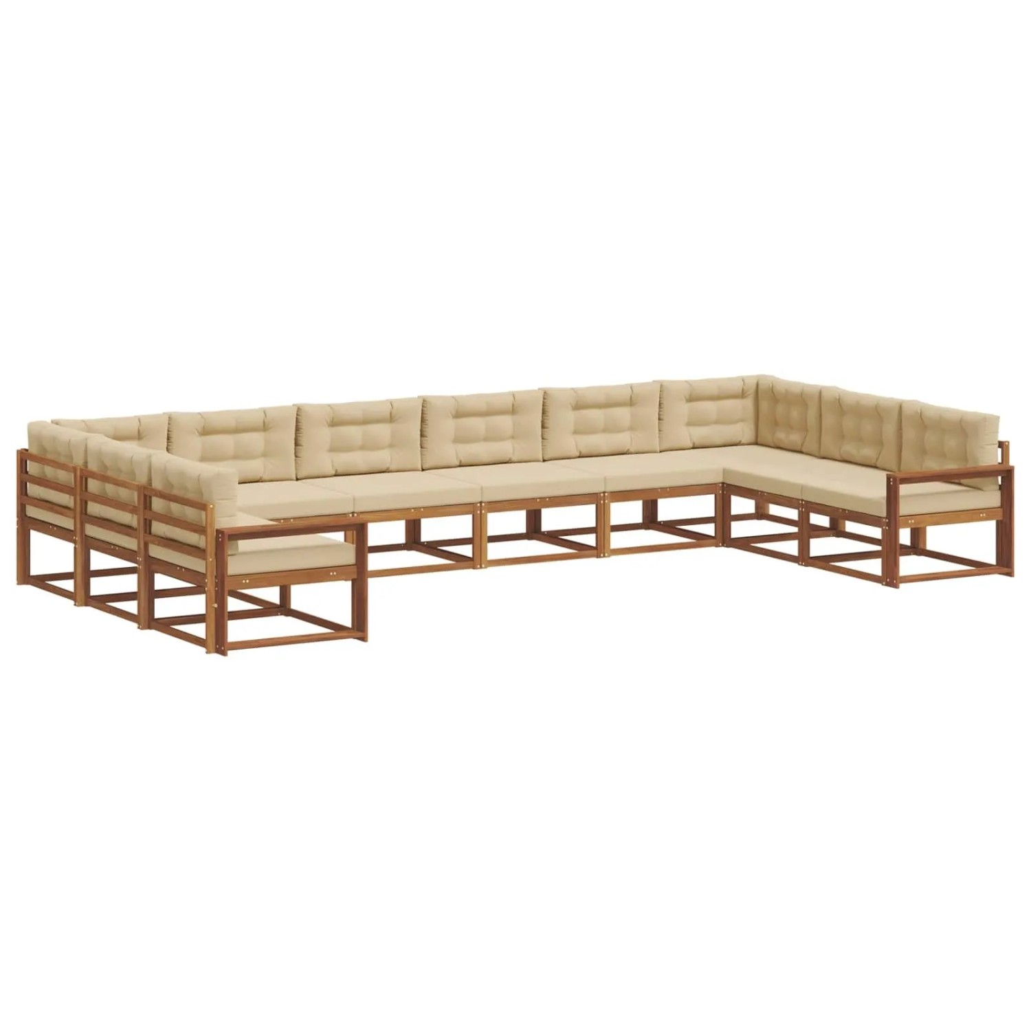 vidaXL Outdoor-Sofagarnitur mit Kissen 10-Tlg Natur und Beige 3368246