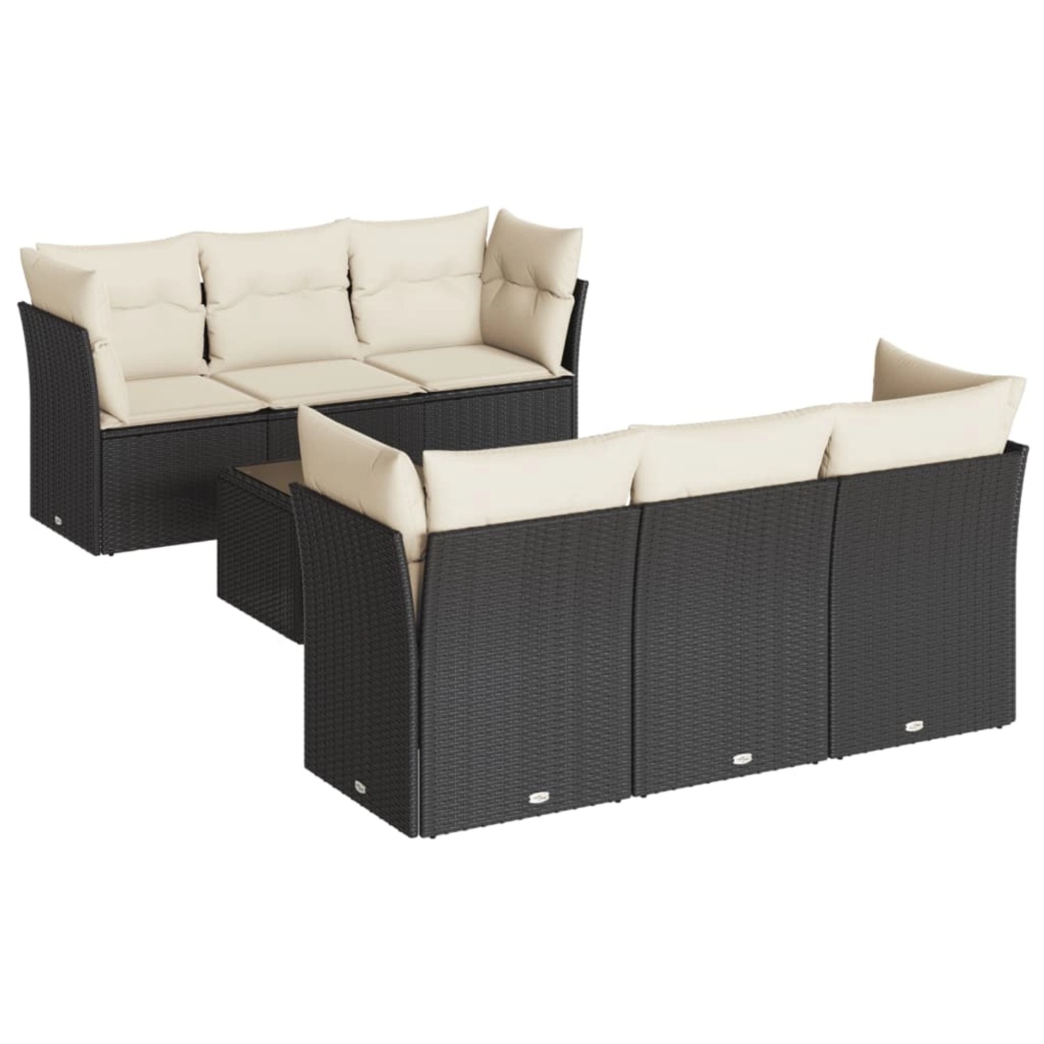 vidaXL 7-tlg Garten-Sofagarnitur mit Kissen Schwarz Poly Rattan Modell 6 günstig online kaufen