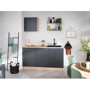 Respekta Oberschrank Merle, 50 cm, Grau, Küchen-Hängeschrank mit Soft-Close Funktion und Metallgriff.