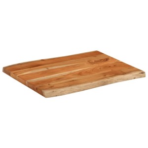 Rechteckige Tischplatte aus Akazien-Massivholz mit natürlicher Baumkante und sichtbarer Holzmaserung für Möbelbau.