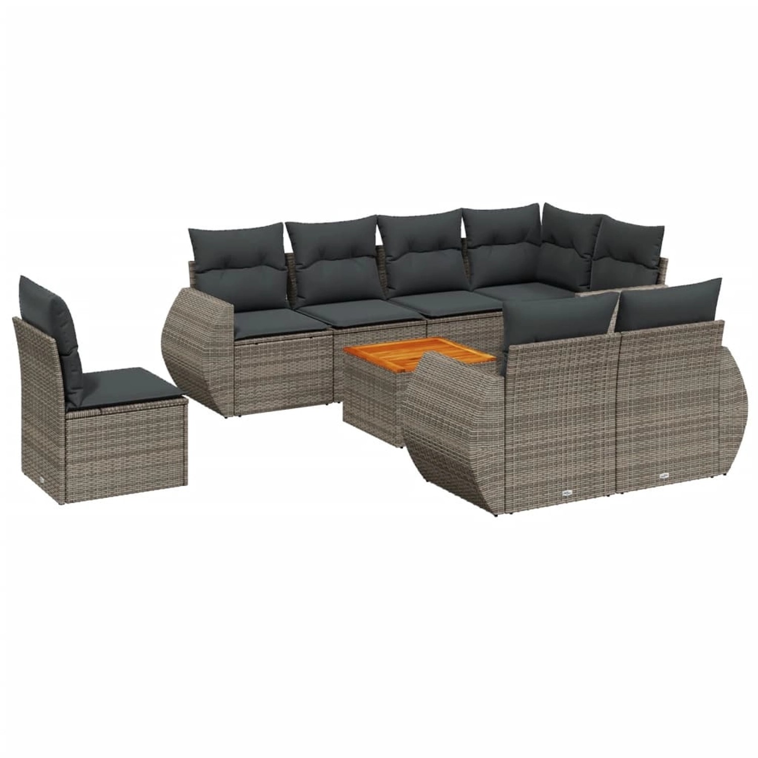 vidaXL 9-Tlg Garten-Sofagarnitur mit Kissen Grau Poly Rattan 3225101 günstig online kaufen