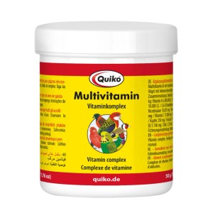 Quiko Multivitamin Ergänzungsfutter für Ziervögel, 50g Dose. Wichtige Vitamine für Kanarien, Sittiche & Papageien.