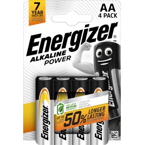 Energizer Alkaline Power AA Batterien, 4er-Pack. Mignon-Batterien für Geräte des täglichen Bedarfs.