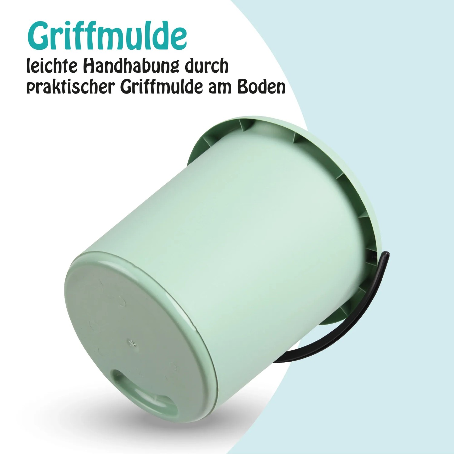 ProHome Eimer, 5 Liter, grün, 2er-Pack. Kunststoffeimer mit Griffmulde am Boden.