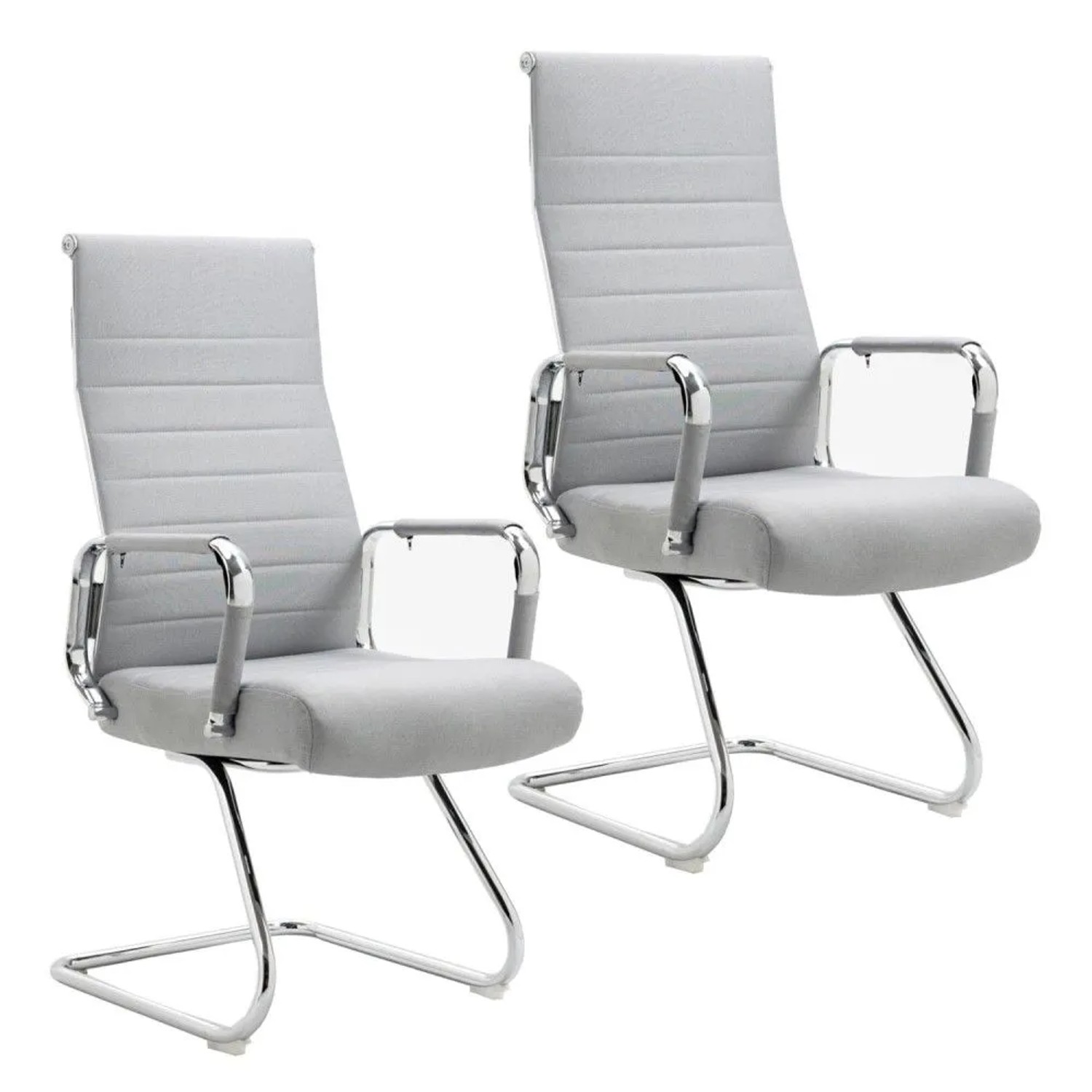 Svita Office Comfort 2er Set Besucherstuhl Freischwinger Mit Armlehne HB Stoff Hellgrau