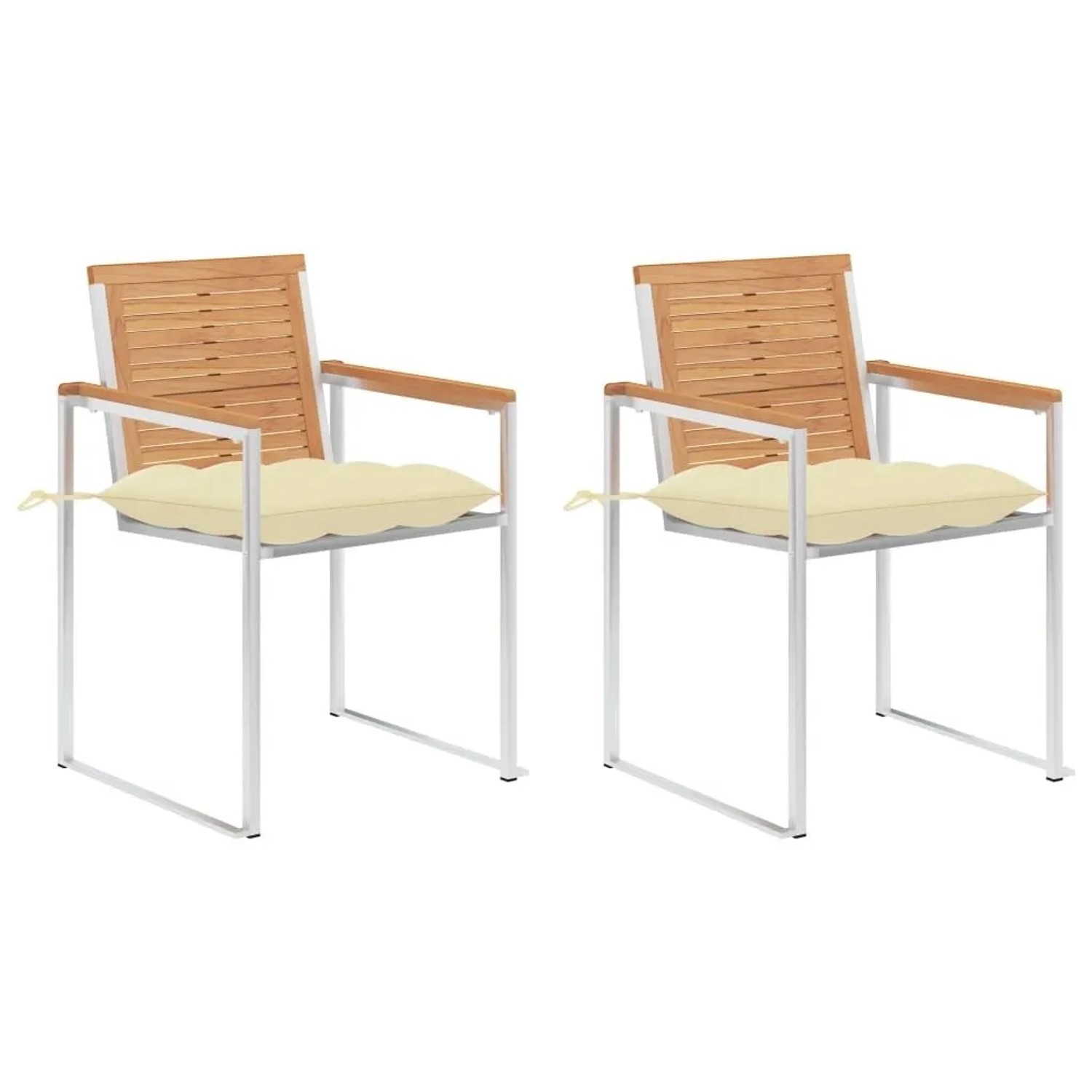 vidaXL Gartenstühle mit Kissen 2 Stk Massivholz Teak und Stahl 3061532