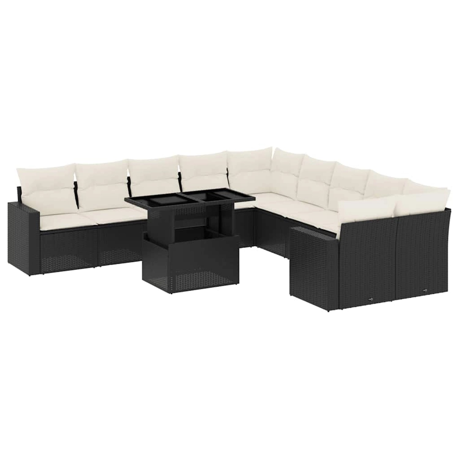 vidaXL 11-Tlg Garten-Sofagarnitur mit Kissen Schwarz Poly Rattan 3267536 günstig online kaufen