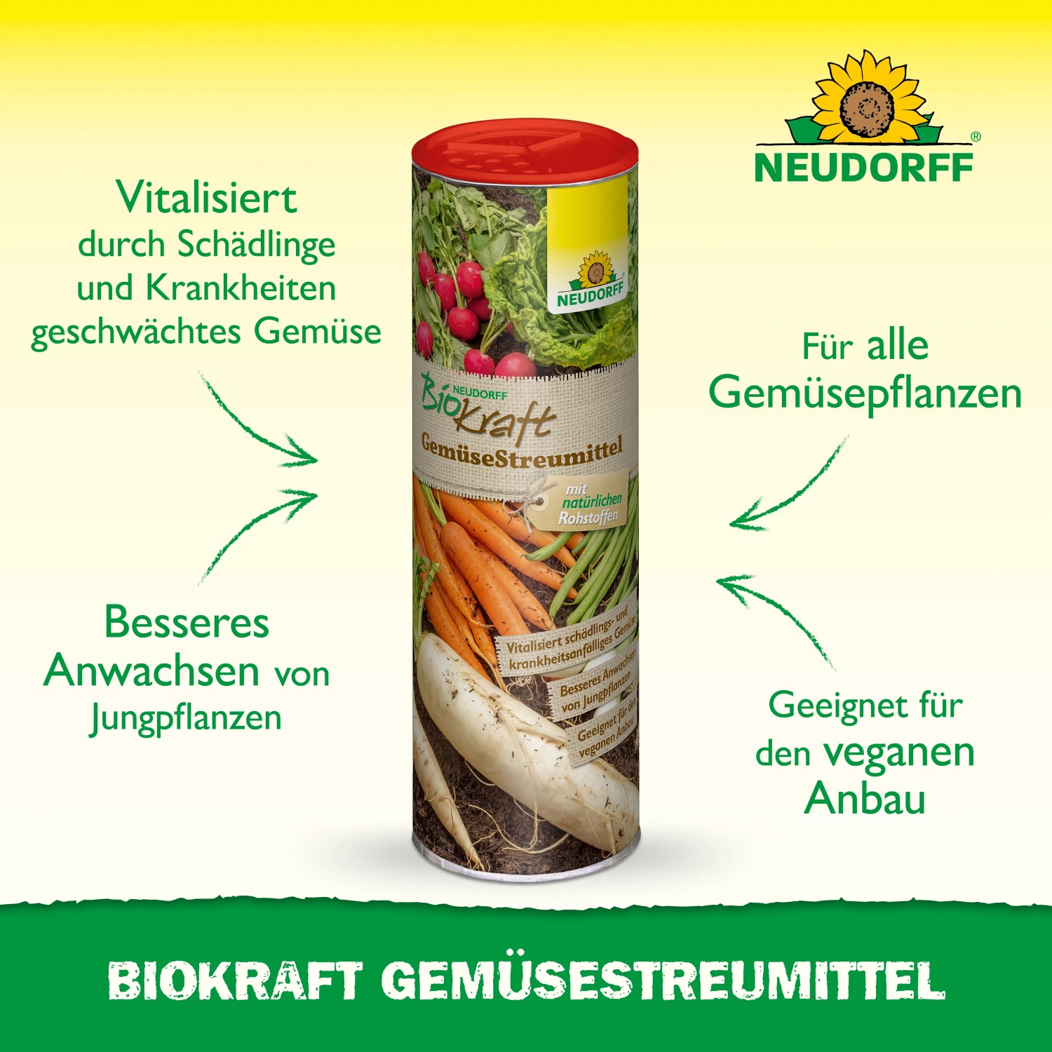 Neudorff BioKraft Gemüsestreumittel 500g: Pflanzenstärkung für gesundes Gemüsewachstum.