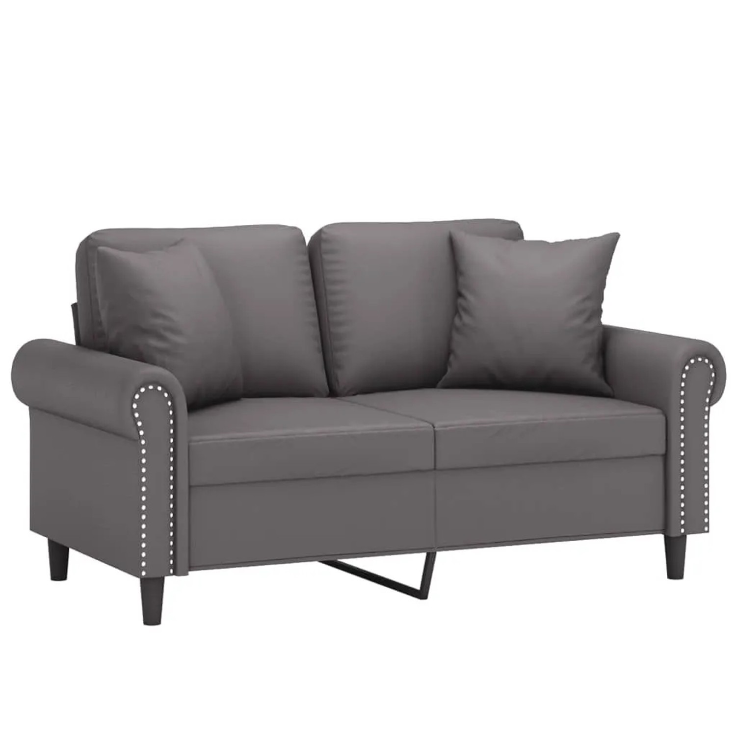 vidaXL 2-Sitzer-Sofa mit Zierkissen Grau 120 cm Kunstleder 3200927 günstig online kaufen