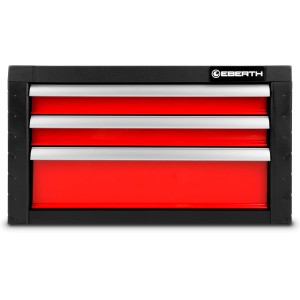 EBERTH Werkstattwagen, leer, rot, mit 3 Schubladen aus Metall.