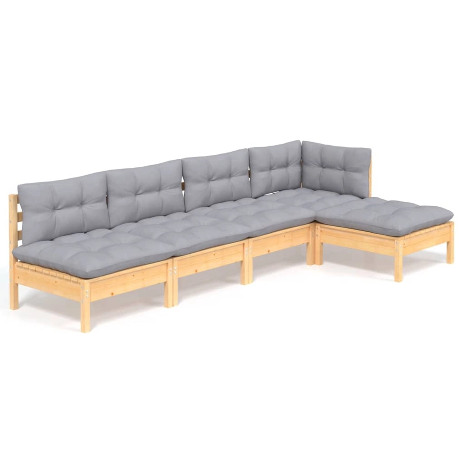 vidaXL 5-Tlg Garten-Lounge-Set mit Grauen Kissen Kiefernholz 3096333 günstig online kaufen