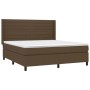 Dunkelbraunes vidaXL Boxspringbett 180x200 cm mit Matratze und Kopfteil.