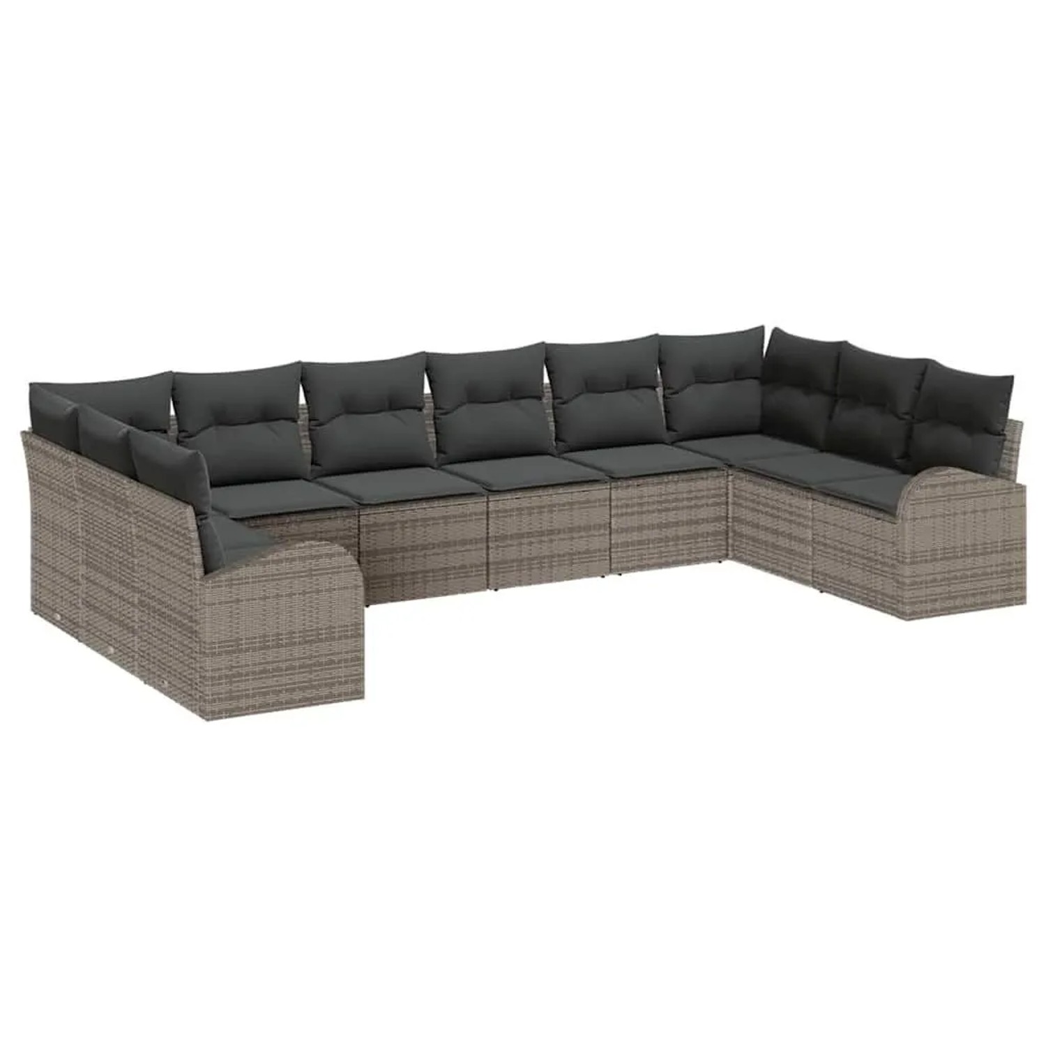 vidaXL Sofa Set mit Kissen mit Speicher 10-Tlg Grau Poly-Rattan 3354888 günstig online kaufen