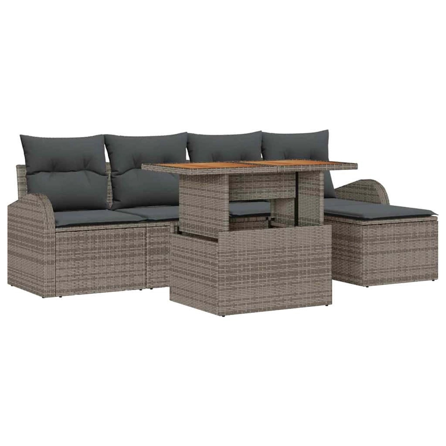 vidaXL Garten-Sofa-Set mit Speicher 6-Tlg Grau Poly Rattan 3358309 günstig online kaufen