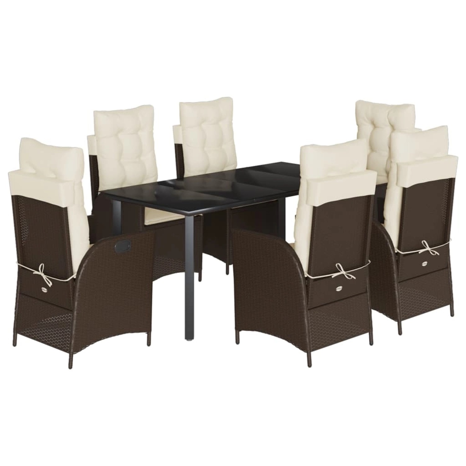 vidaXL 7-Tlg Garten-Essgruppe mit Kissen Braun Poly Rattan 3213210 günstig online kaufen