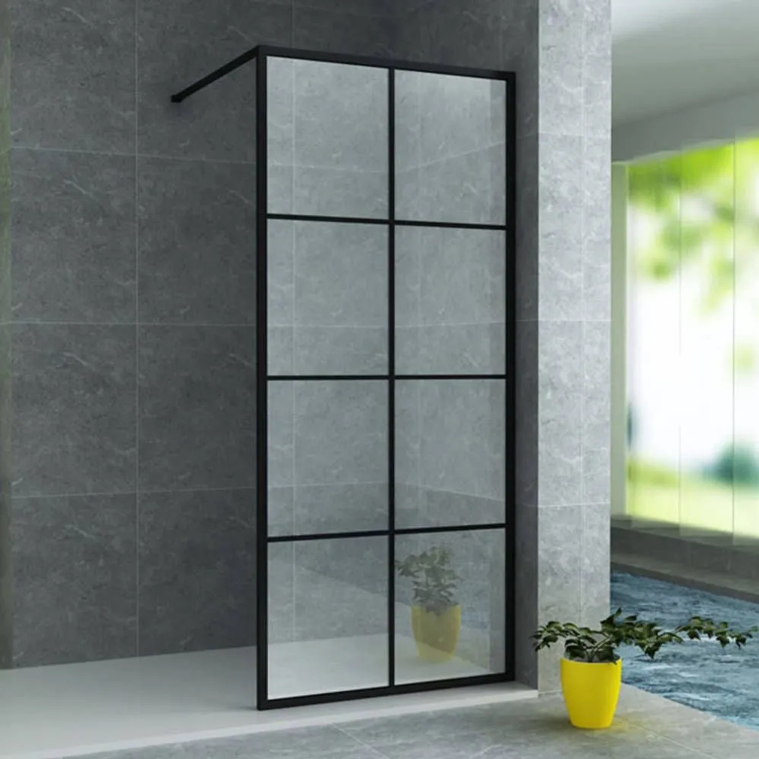 Aloni Duschwand Beko Rahmen Schwarz Matt 100x200 8mm