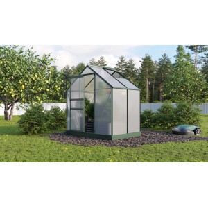 Vitavia Gewächshaus Planet 2500 mit Hohlkammerplatten im Garten.