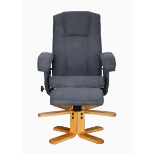 Svita Charles Relaxsessel Hocker Sessel Fernsehsessel Drehsessel Polyester Holz Dunkelgrau