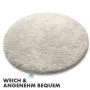 Runde, flauschige KARAT Badematte SKY in Ivory, Durchmesser 95 cm.