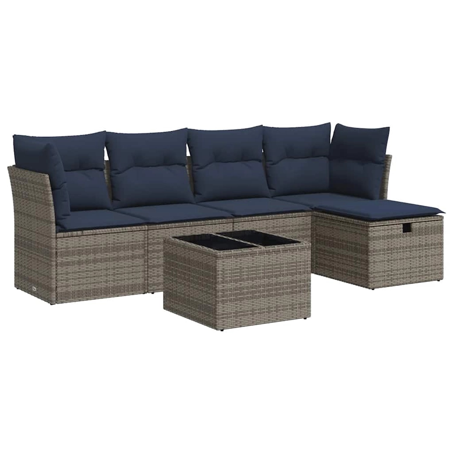vidaXL 6-Tlg Garten-Sofagarnitur mit Kissen Grau Poly Rattan 3325277 günstig online kaufen