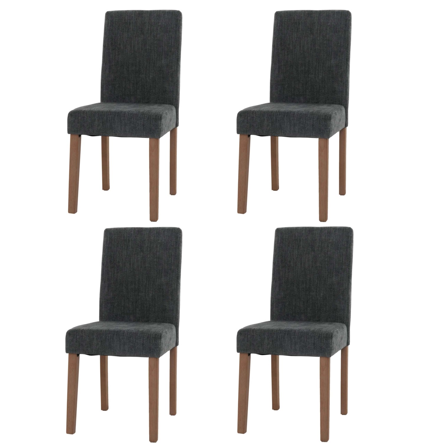 MCW Esszimmerstuhl Littau Chenille 4er-Set Dunkelgrau Naturfarbene Beine günstig online kaufen