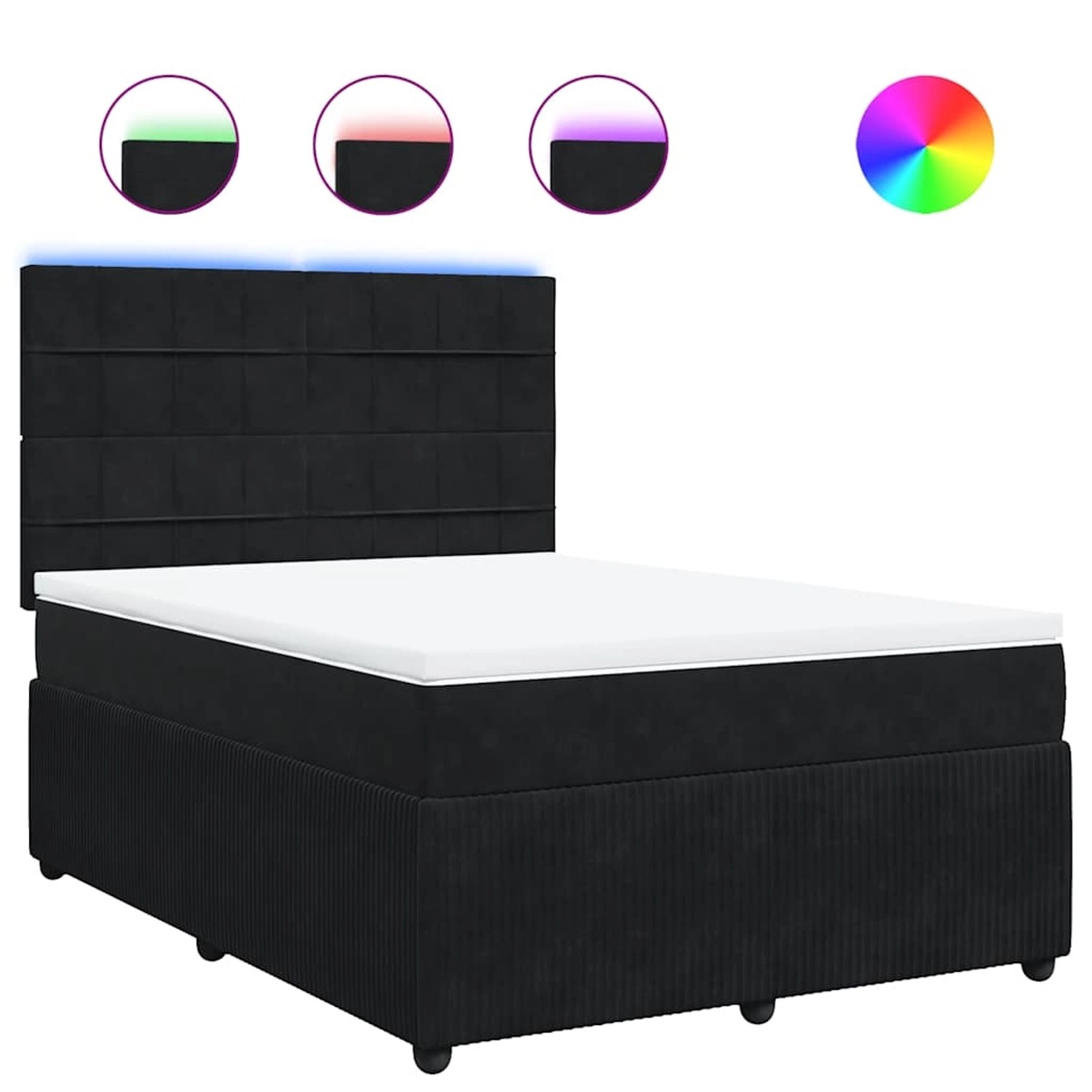 vidaXL Boxspringbett mit Matratze Schwarz 140x190 cm Samt 3294636 günstig online kaufen