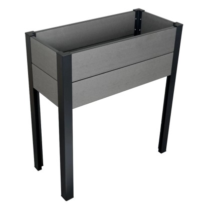 WPC Balkonhochbeet mit Alu-Pfosten Grau-Schwarz 88 cm x 80 cm x 35 cm