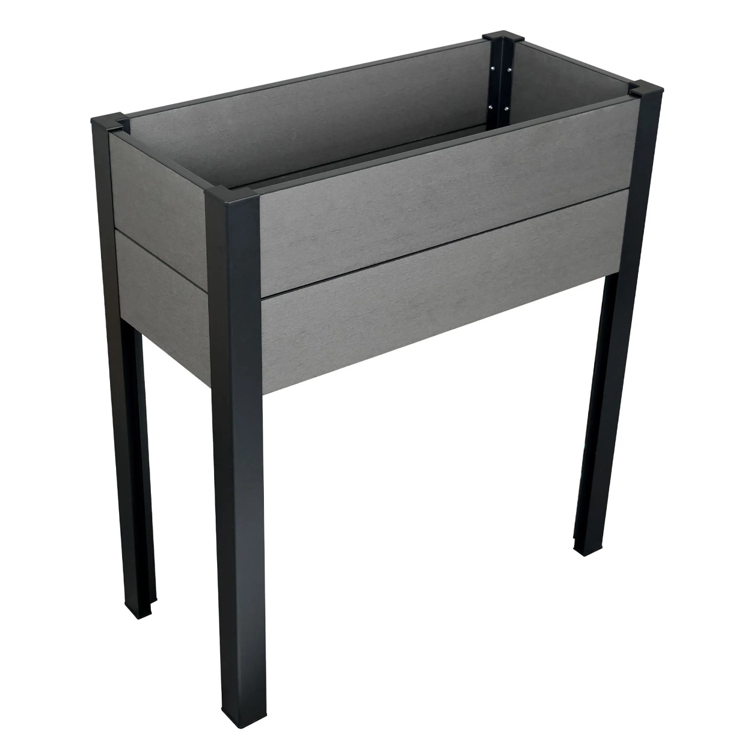 WPC Balkonhochbeet mit Alu-Pfosten Grau-Schwarz 88 cm x 80 cm x 35 cm