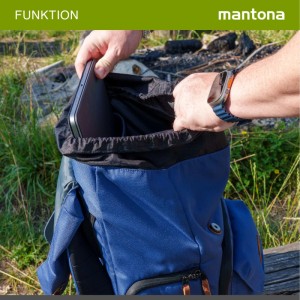Mantona Fotorucksack Luis Junior blau, Laptop wird in das obere Fach gelegt. Viel Platz für Kamera & Zubehör.