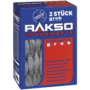 RAKSO Stahlwolle Spänematten, grob, 2 Stück. Zum Reinigen von Werkstatt, Haus und Garten.