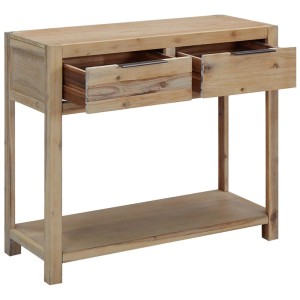 vidaXL Konsolentisch aus Akazie mit 2 Schubladen und Ablage, 82x33x73 cm.
