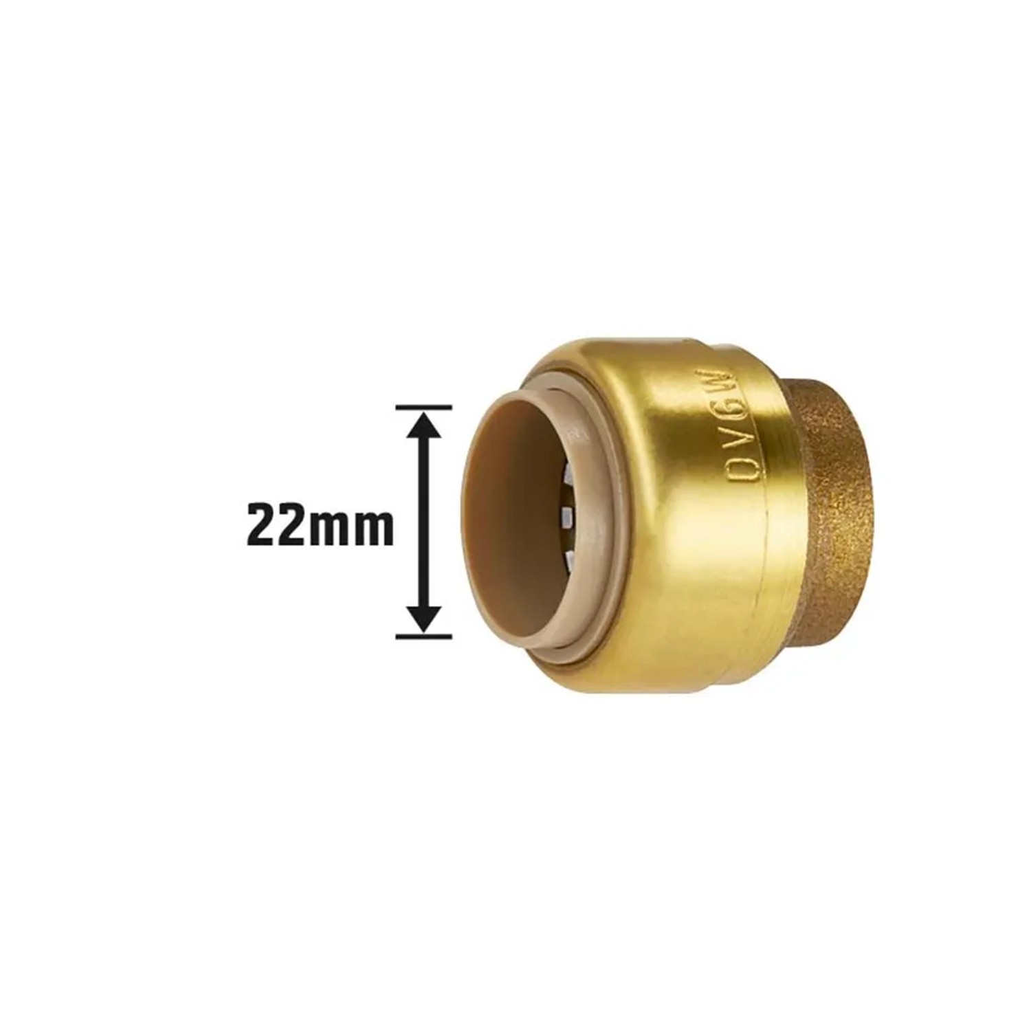 Messing Steck-Kappe, 22 mm, für Gewindefittings und zum Verschließen von Steckanschlüssen.