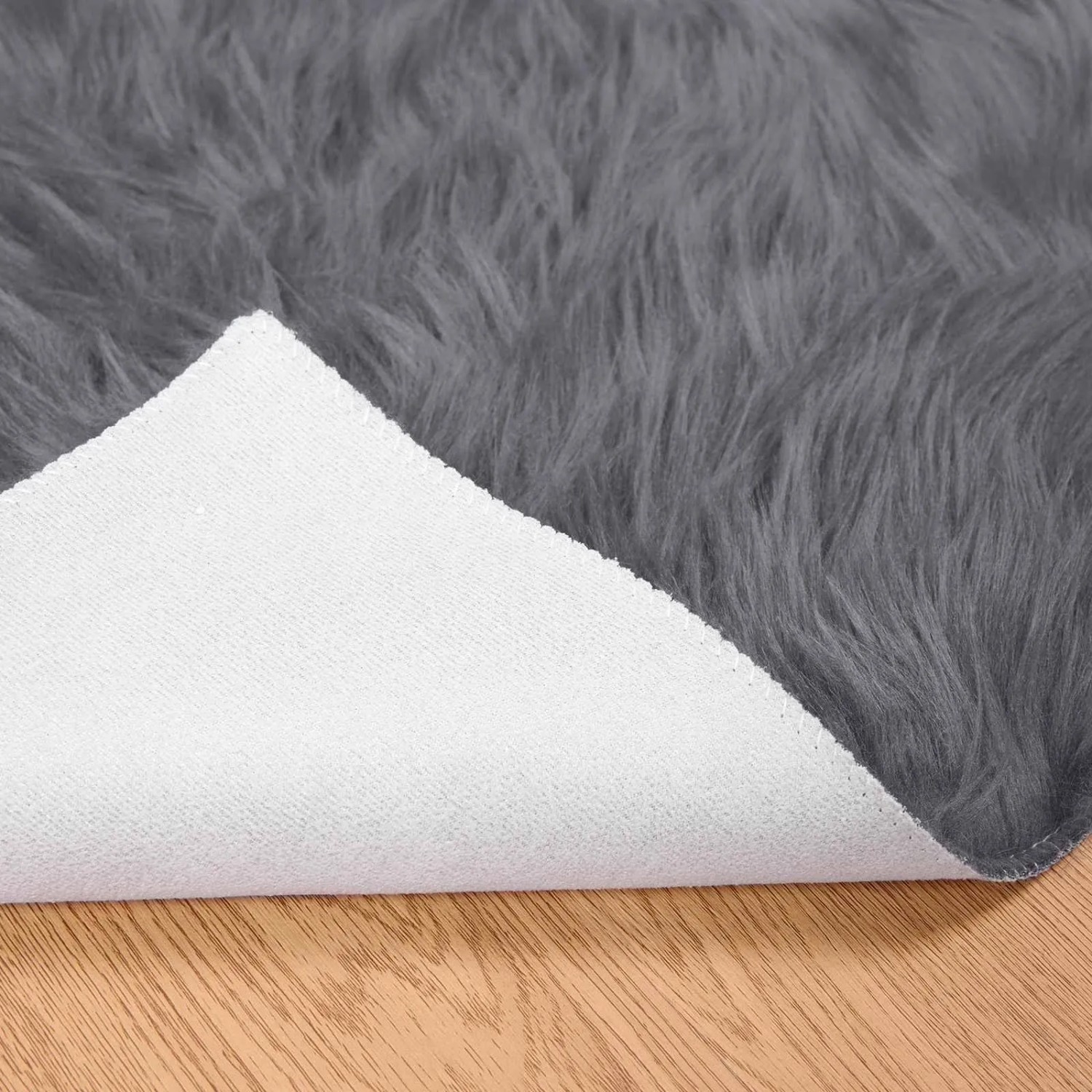 vidaXL Kunstschaffell Teppich Tafalla Anthrazit 100 x 200 cm Polyester 42021591_6