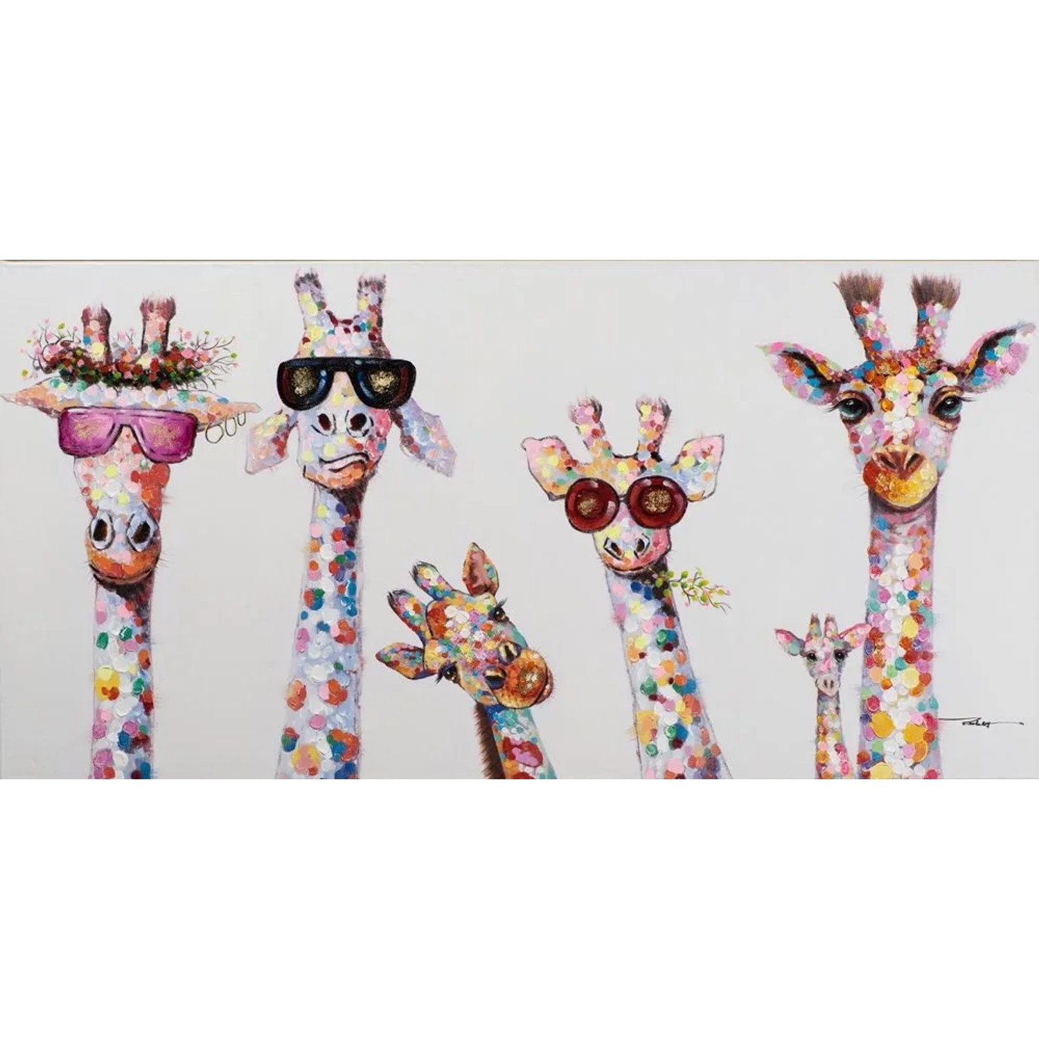Art Universe Leinwandbild Kuriose Giraffenfamilie 50 x 100 cm